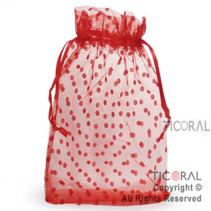 BOLSA ORGANZA ROJO 20X25 LUNARES HS3978-6 x 1